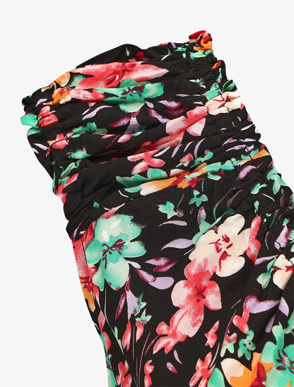 Robe longue évasée imprimé floral - Noir - 3