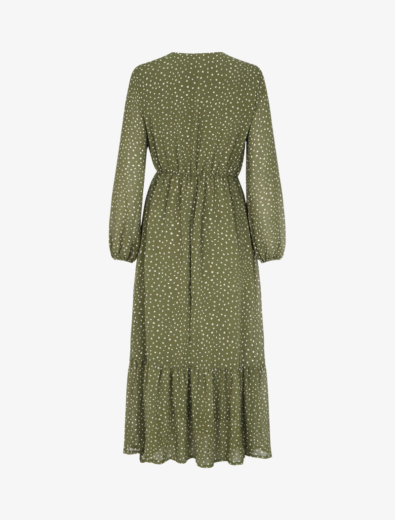 Robe longue à imprimé moucheté - Kaki - 2