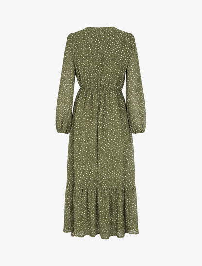 Robe longue à imprimé moucheté - Kaki - 2