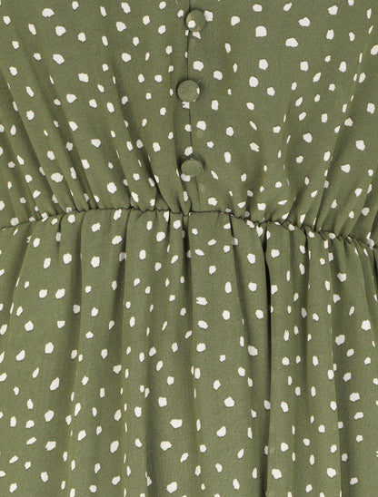Robe longue à imprimé moucheté - Kaki - 3