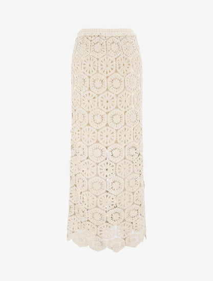 Jupe longue crochet - Beige - 5