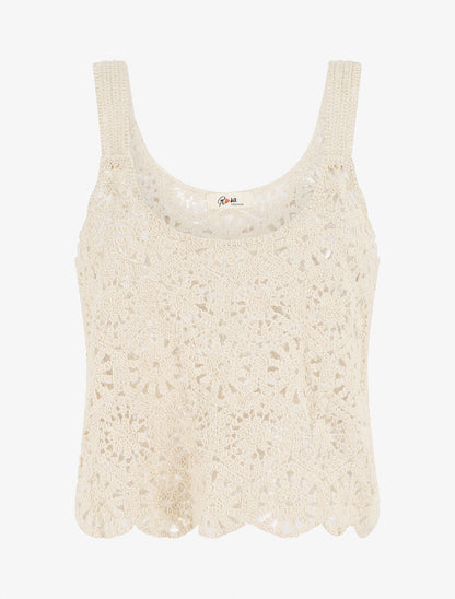 Crop top en crochet - Beige - 4