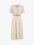 Robe longue uni manches courtes - Beige - 5