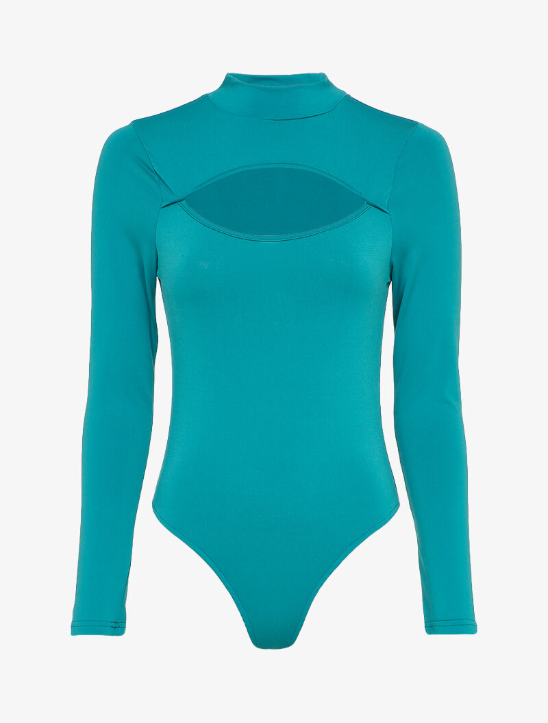 Body ajouré à col montant - Bleu canard - 3