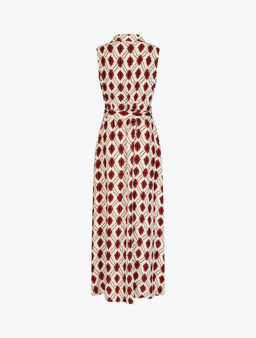 Robe longue graphique sans manches - Noir/bordeaux - 2