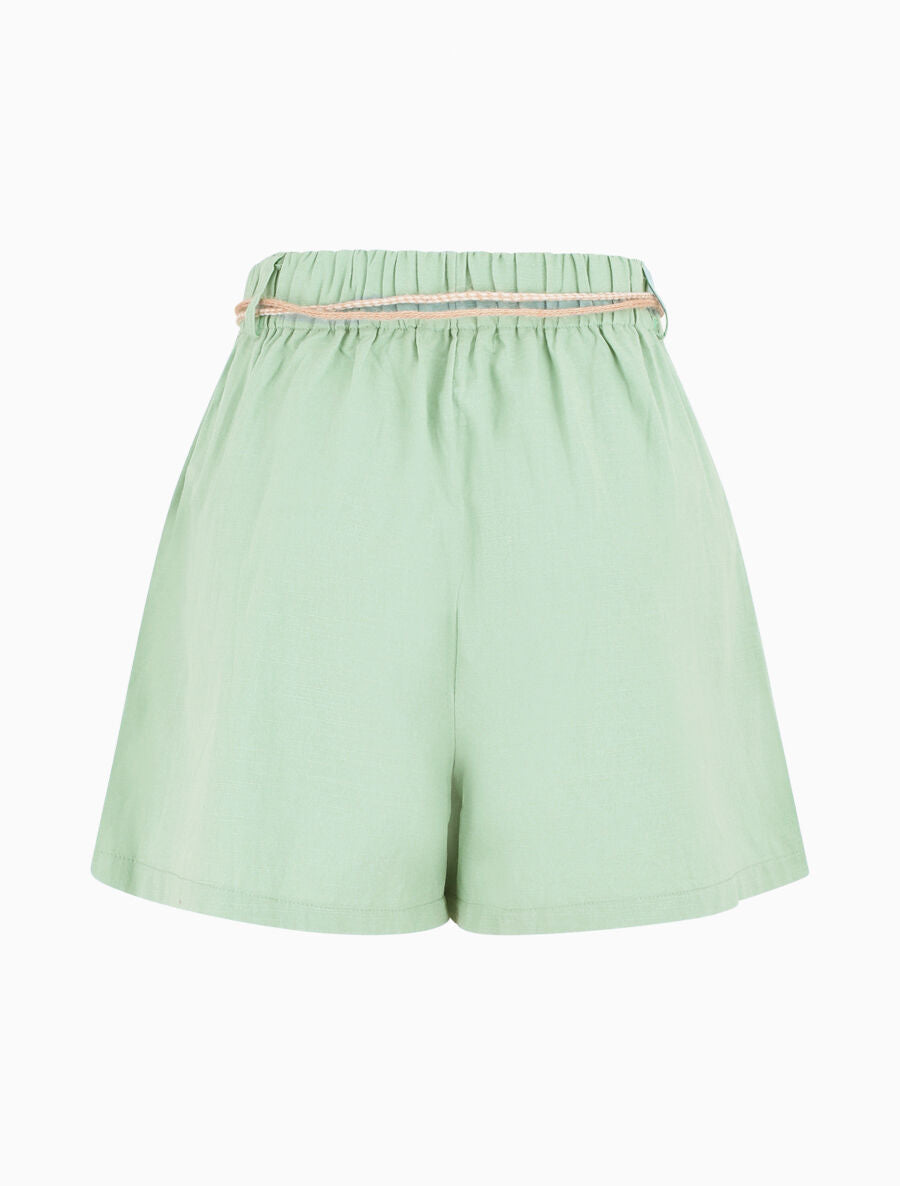 Short uni effet lin - Vert clair - 2