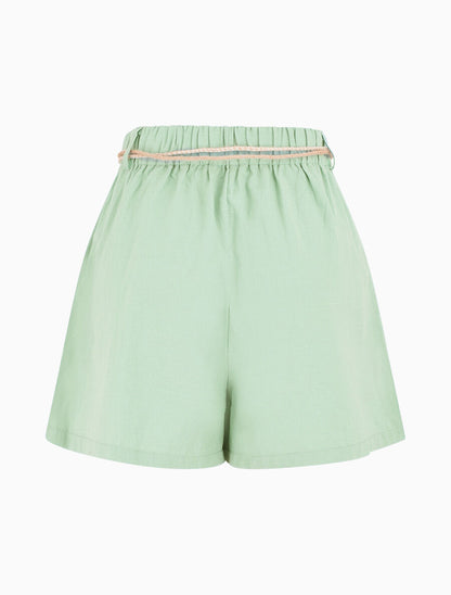Short uni effet lin - Vert clair - 2