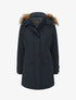 Parka uni capuche à fourrure synthétique - Marine - 4