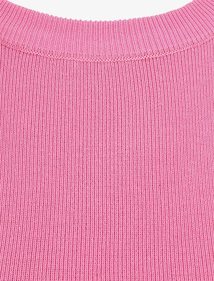 Top ajusté en maille mancherons volantés - Rose - 3