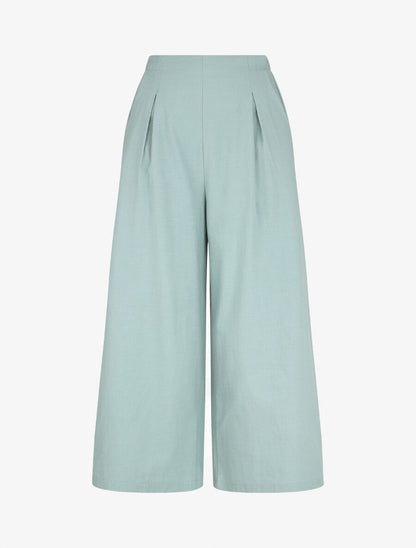 Pantalon uni effet lin - Vert d&