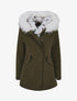 Parka uni à fourrure synthétique amovible - Kaki/blanc - 1