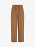 Pantalon uni élastiqué effet lin - Camel - 1