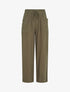 Pantalon uni élastiqué effet lin - Kaki - 4