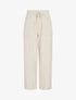 Pantalon uni élastiqué effet lin - Beige - 1