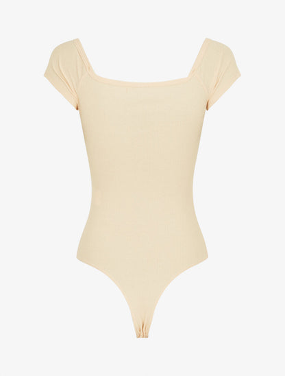 Body uni à manches courtes - Beige - 2