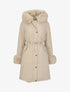 Parka à bords en fourrure synthétique amovible - Beige - 7