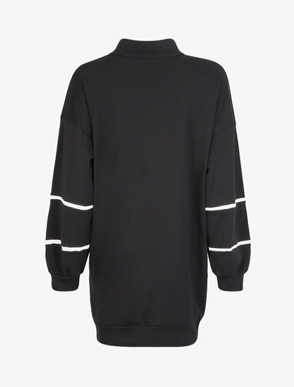 Robe sweat oversize à col zippé - Noir - 2