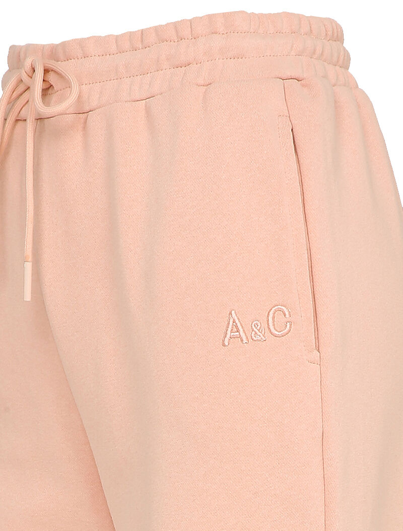 Jogging uni à broderie - Rose poudré - 4