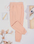 Jogging uni à broderie - Rose poudré - 1