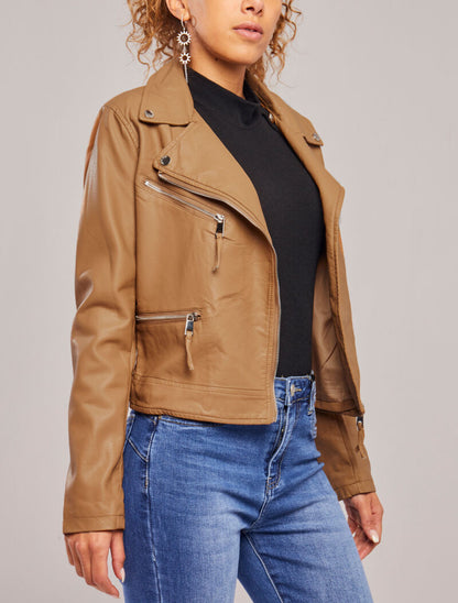 Perfecto court en simili - Camel - 4