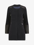 Manteau droit à empiècements en simili matelassé - Marine - 1