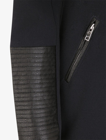Manteau droit à empiècements en simili matelassé - Marine - 3