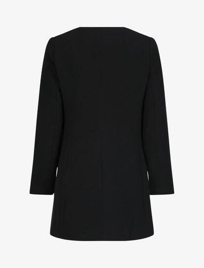 Manteau droit à poches plaquées en simili - Marine - 2