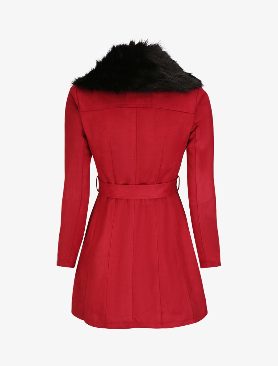 Manteau ajusté à intérieur fourré - Rouge - 2