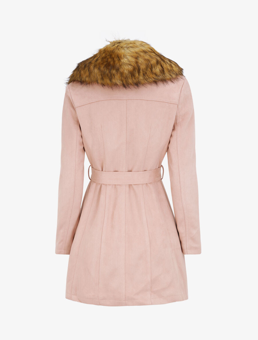 Manteau ajusté à intérieur fourré - Rose - 2