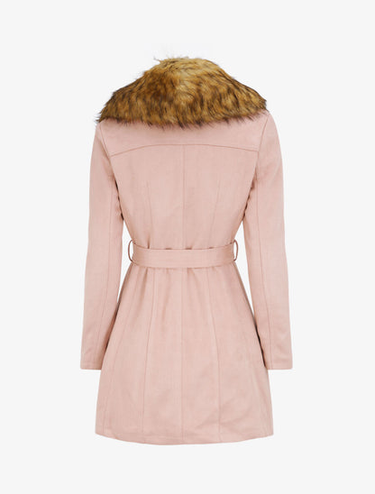 Manteau ajusté à intérieur fourré - Rose - 2
