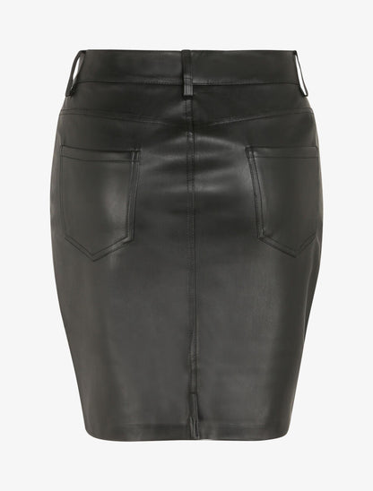 Jupe taille standard ajustée en simili - Noir - 2
