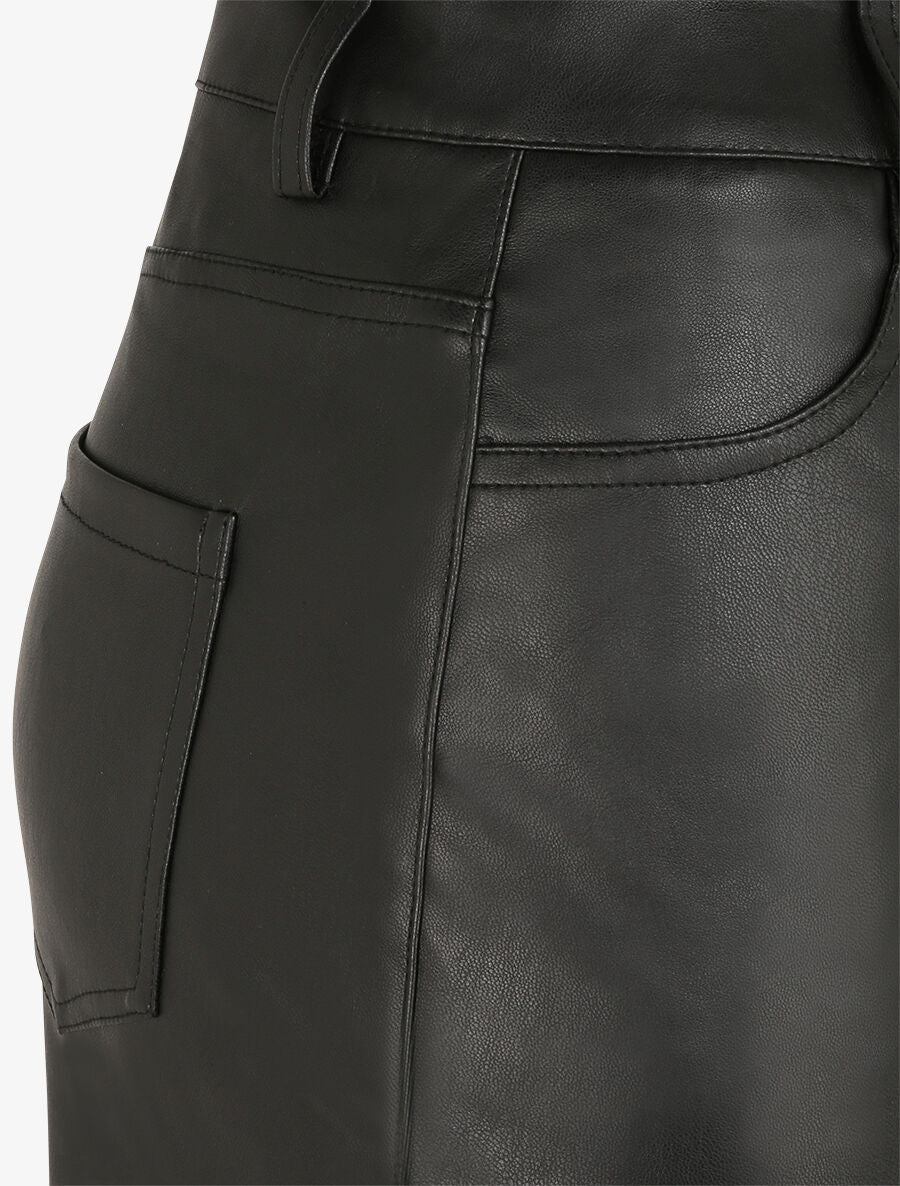 Jupe taille standard ajustée en simili - Noir - 3