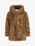 Manteau en fausse fourrure à capuche - Camel - 4
