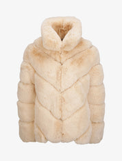 Manteau oversize en fausse fourrure - Beige - 1