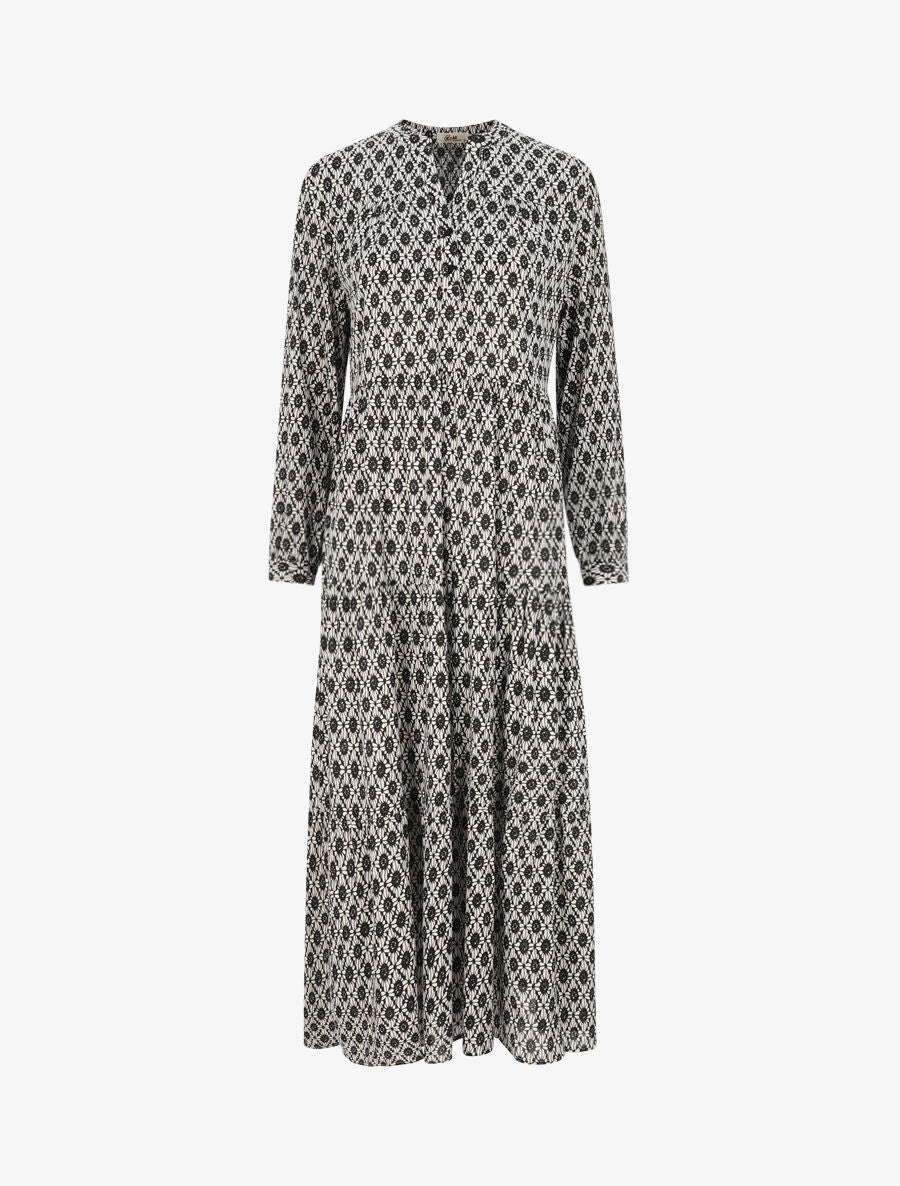 Robe longue à imprimé baroque - Noir - 1