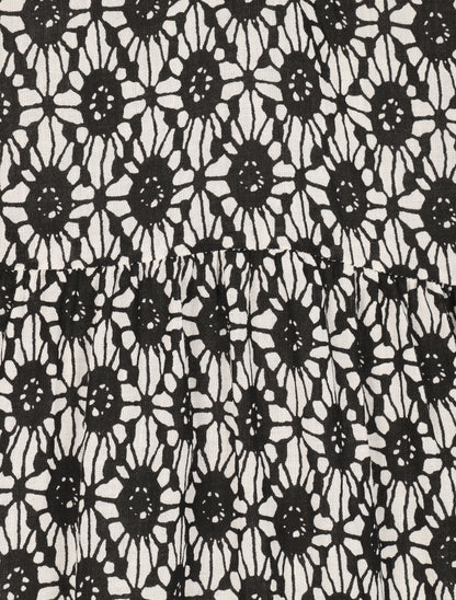 Robe longue à imprimé baroque - Noir - 3