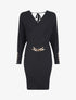 Robe cotelée à ceinture à détail chaîne - Noir - 1