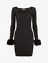 Robe pull à encolure coeur et poignets en fausse fourrure - Noir - 4