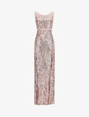 Robe longue fendue à sequins et décolleté dans le dos - Champagne - 4