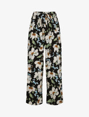 Pantalon wide leg imprimé hibiscus - Noir - 5