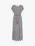 Robe longue empire manches courtes imprimé marguerites - Noir - 1