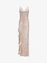 Robe longue à sequins et fente volantée - Champagne - 1