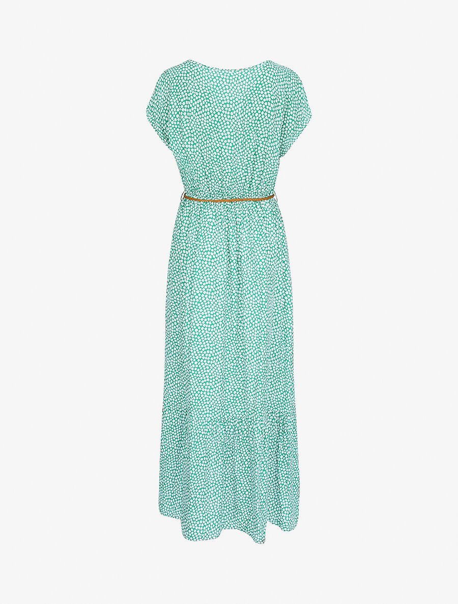 Robe longue empire manches courtes imprimé marguerites - Vert - 2