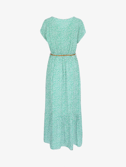 Robe longue empire manches courtes imprimé marguerites - Vert - 2