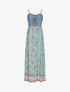 Robe longue empire à corset et imprimé fleurs baroques - Vert - 1