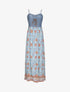 Robe longue empire à corset et imprimé fleurs baroques - Bleu ciel - 1