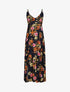 Robe longue empire fendue imprimé floral - Marine - 4