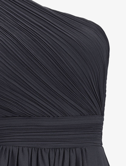 Robe one shoulder à buste plissé - Noir - 3
