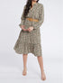 Robe longue empire à imprimé petites fleurs - Beige - 5