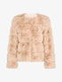 Manteau court en fausse fourrure à col rond - Rose poudré - 1